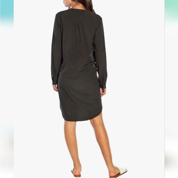 Orvis Pack & Go Travel Dress Black Roll Tab Sleeve Mini Tie Waist Wrinkle Resist - Picture 3 of 12